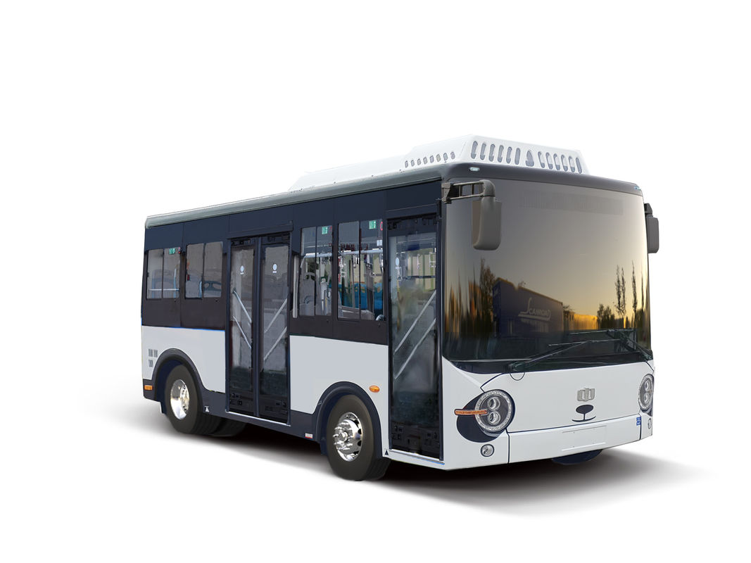 5.9m Electric Minibus 14 Seat Low Floor Buses bus hijau untuk Transportasi Umum.