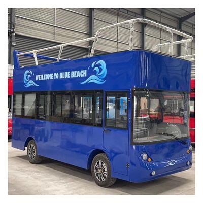Baterai Listrik Dioperasikan Tourist Bus Double Decker Sightseeing Car Custom Golf Carts